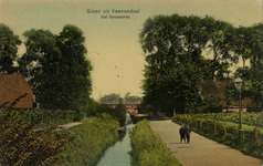 14670 Gezicht op de Grift, beplanting en enkele boerderijen aan het Boveneind te Veenendaal.
